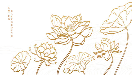 Hand drawn luxury blooming lotus background illustration
