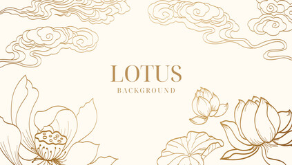 Luxury blooming lotus and clouds background illustration
