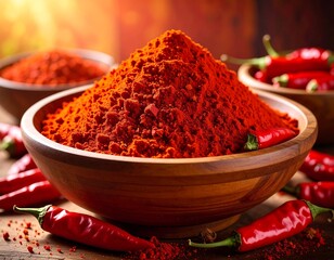 Pile of red chili powder in a bowl