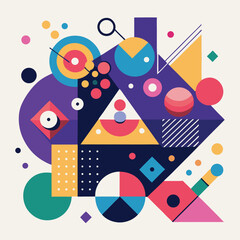 Abstract Geometric Shapes Vector Illustration with Bright Colors