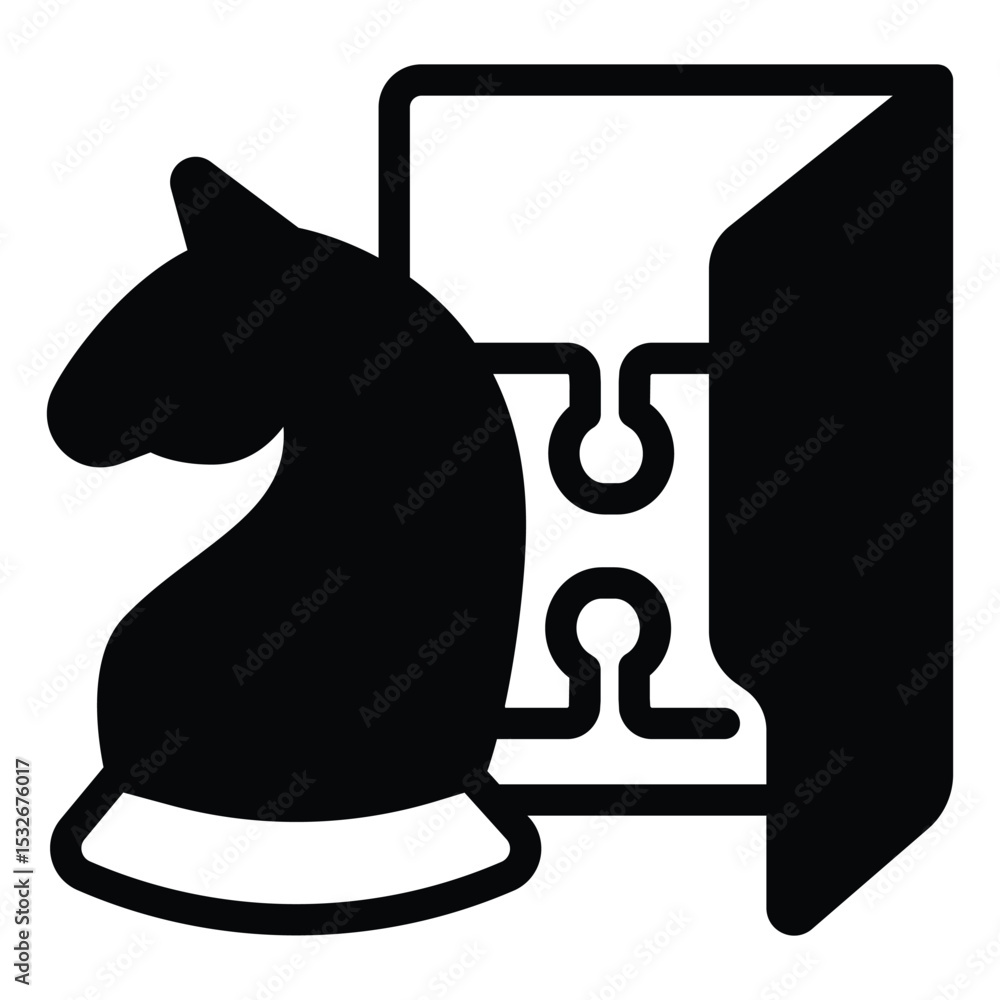 Poster logic games folder solid icon, neural dataset concept. vector graphics. folder with chess and puzzle