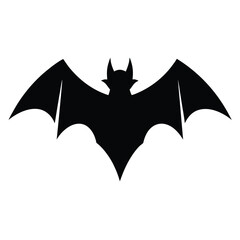 Abstract minimalist black bat silhouette with wings