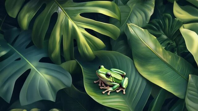 green frog on a leaf