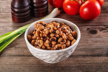 Canned Black eye bean in the bowl