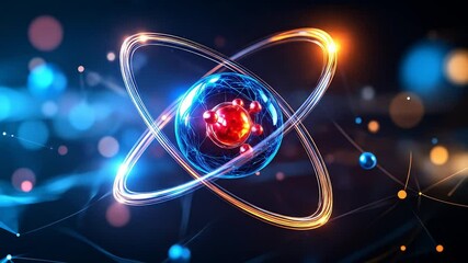 Abstract Atom Graphic Design Visualization - Powered by Adobe