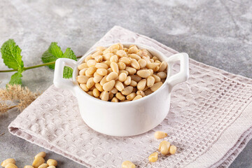 Cedar nut kernel in the bowl