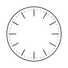 Minimalist black clock face with white tick marks indicating hours and minutes, showing the time as 7:00.
