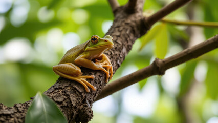 tropical tree frog on tree in jungle, amphibian, nature