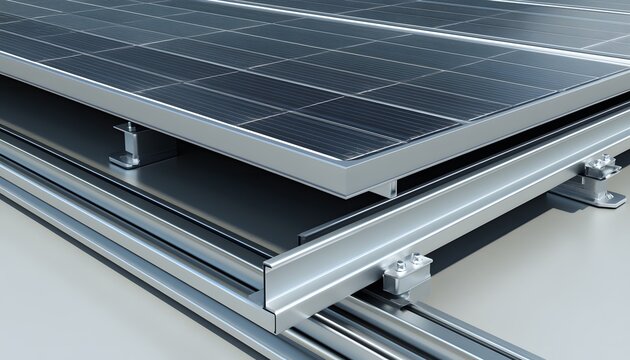 Close-up view of solar panel mounting system.