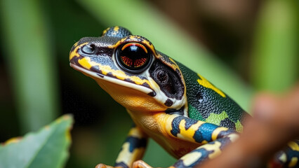 tropical tree frog on tree in jungle, amphibian, nature