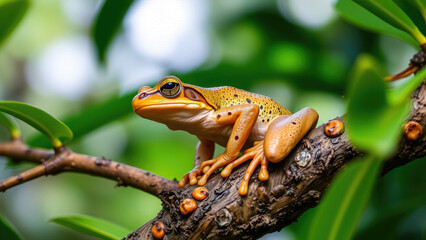 tropical tree frog on tree in jungle, amphibian, nature