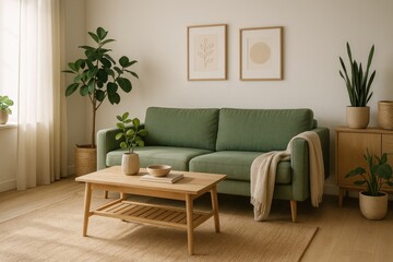 Modern green sofa living room interior design
