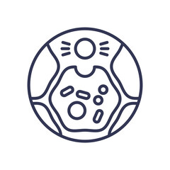 Line icon of a ligand binding to a cellular receptor. This visualizes a specific molecular interaction, a key process in cell signaling and pharmacology.