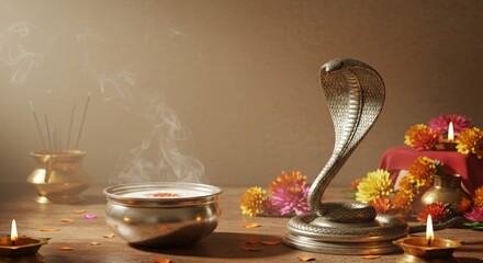Panchami Festival Altar and Traditional Indian Offerings