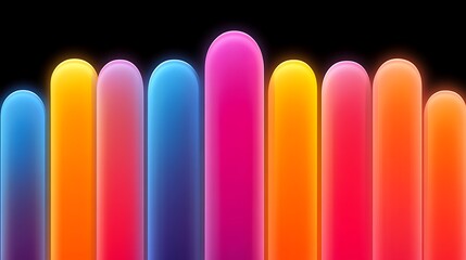 Colorful abstract shapes on a black background.