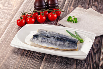 Salted herring fillet with skin