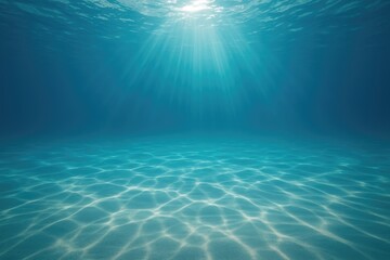 Underwater scene sunbeams ocean floor sandy bottom