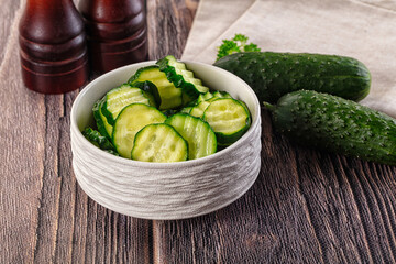 Fresh green ripe cucumber slices