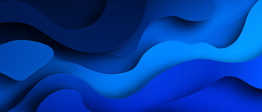 Abstract background with layered blue shapes creating a depth effect and wavy pattern design style