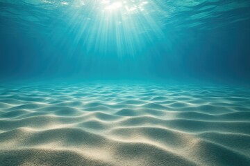 Fototapeta premium Underwater ocean scene sandy seabed sunlight rays