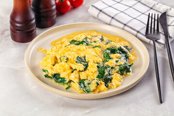 Omelette with spinach for breakfast