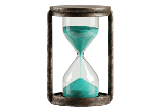 Isolated Hourglass with turquoise sand