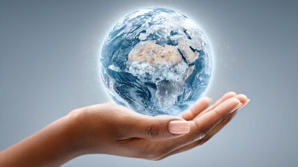 Earth Showing Africa Floating Over Hand
