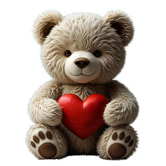 teddy bear with red heart valentine isolated