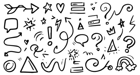 Obraz premium Line icon set in different styles. Vector hand drawn icon set in different styles.