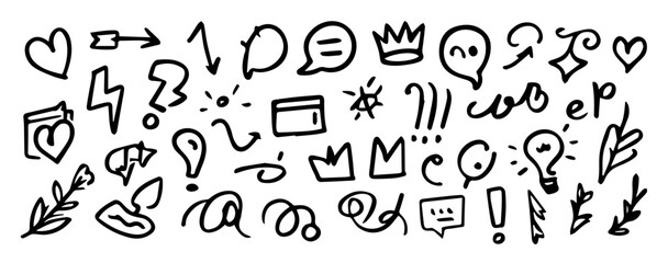 Obraz premium Line icon set in different styles. Vector hand drawn icon set in different styles.