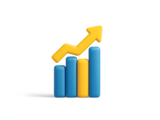 3d three-dimensional rising arrow, data rising indicator icon, business model concept icon, data analysis icon
