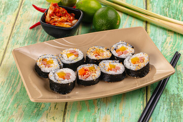 Koream homemade roll Kimbap with nori seaweed