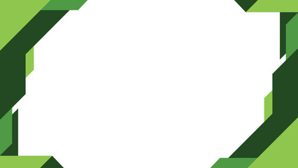 Modern green geometric frame with abstract sharp corners on clean white background