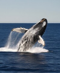 A majestic whale breaching the ocean surface