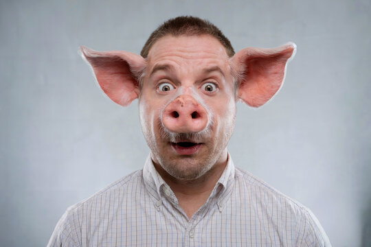 Man who began to turn into a pig.
