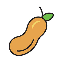Tamarind Fruit With Vector Outline Art