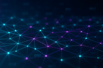 Abstract digital network connections in blue and purple colors.