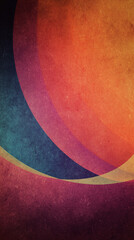 Abstract art featuring textured circles and curved lines with a blend of warm and cool colors