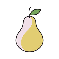 Pear With Vector Outline Illustration