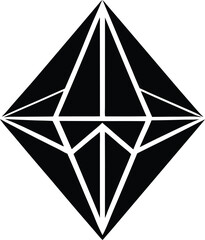 Abstract black and white geometric diamond Silhouette shape with multiple triangles inside design