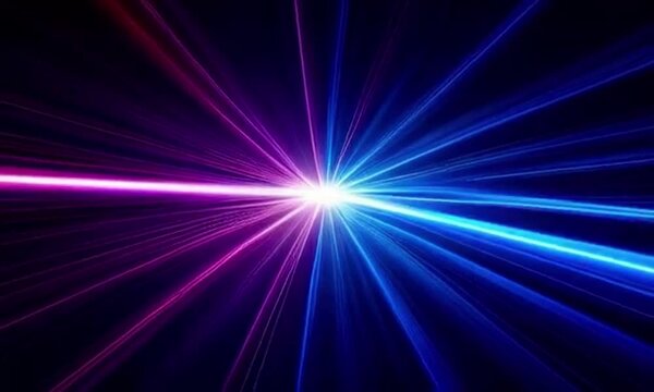 Abstract light beams creating vibrant blue and pink patterns  