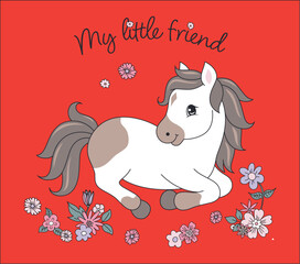 Elegant Unicorn Illustration with Floral Elements