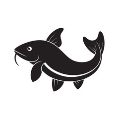 Catfish Fish With Vector Outline Illustration