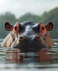 hippopotamus in swimming