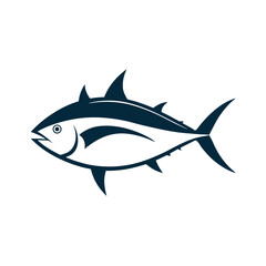 Bluefin Tuna With Vector Outline Illustration