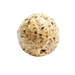 Single Round Gourmet Energy Ball with Seeds and Oats Isolated on Black Background