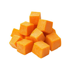 Pile of Freshly Cut Orange Sweet Potato Cubes