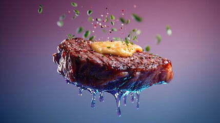 Juicy Steak with Melting Butter: Gourmet Food Photography