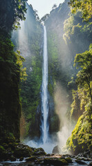 Tropical Waterfalls – Realistic & Illustrated Scenes of Natural Serenity