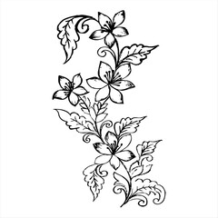 A vector of a hand drawn flower outline Art & Illustration